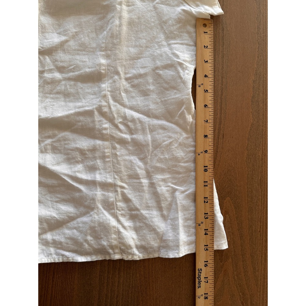 Eileen Fisher Womens XL White 100% Linen Short Sleeve Button Up Blouse Top - Picture 2 of 8